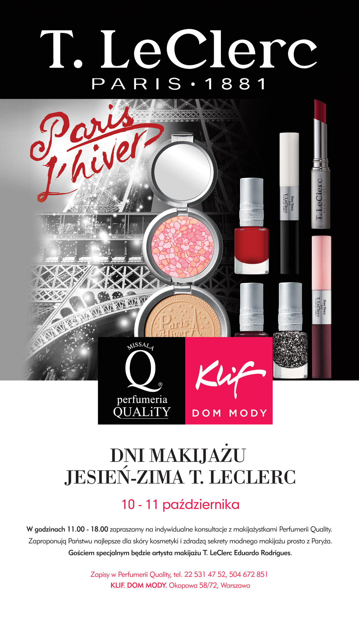 Plakat_Perfumeria Quality i KLIF_Dni Makijażu T. LeClerc_70x1230